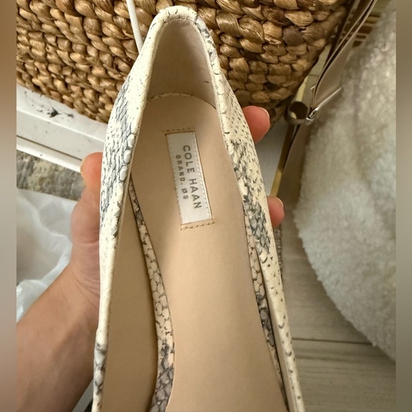 NEW Cole Haan Vesta White and Gray Snakeskin pointy toe heels - Picture 5 of 7